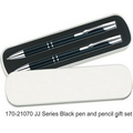 JJ Series Pen and Pencil Gift Set in Tin Gift Box - Black